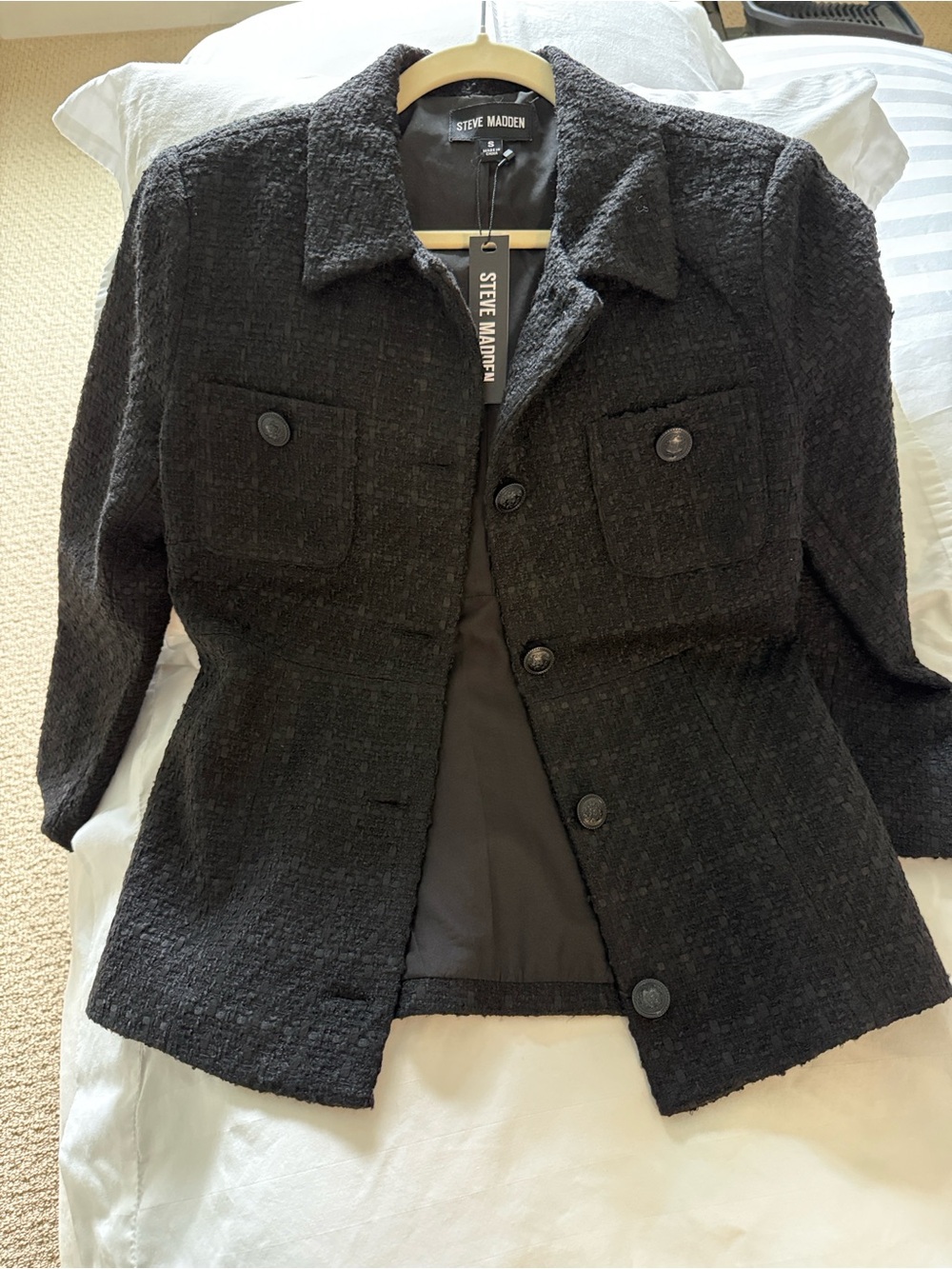 Steve Madden Black Tweed Blazer